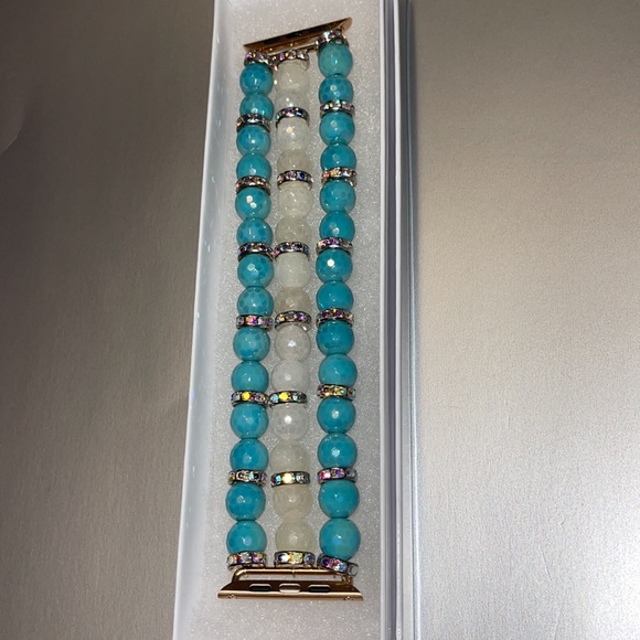 Apple Watch band beaded with rhinestone spacers fit Watch 42 44 45 - Picture 4 of 4
